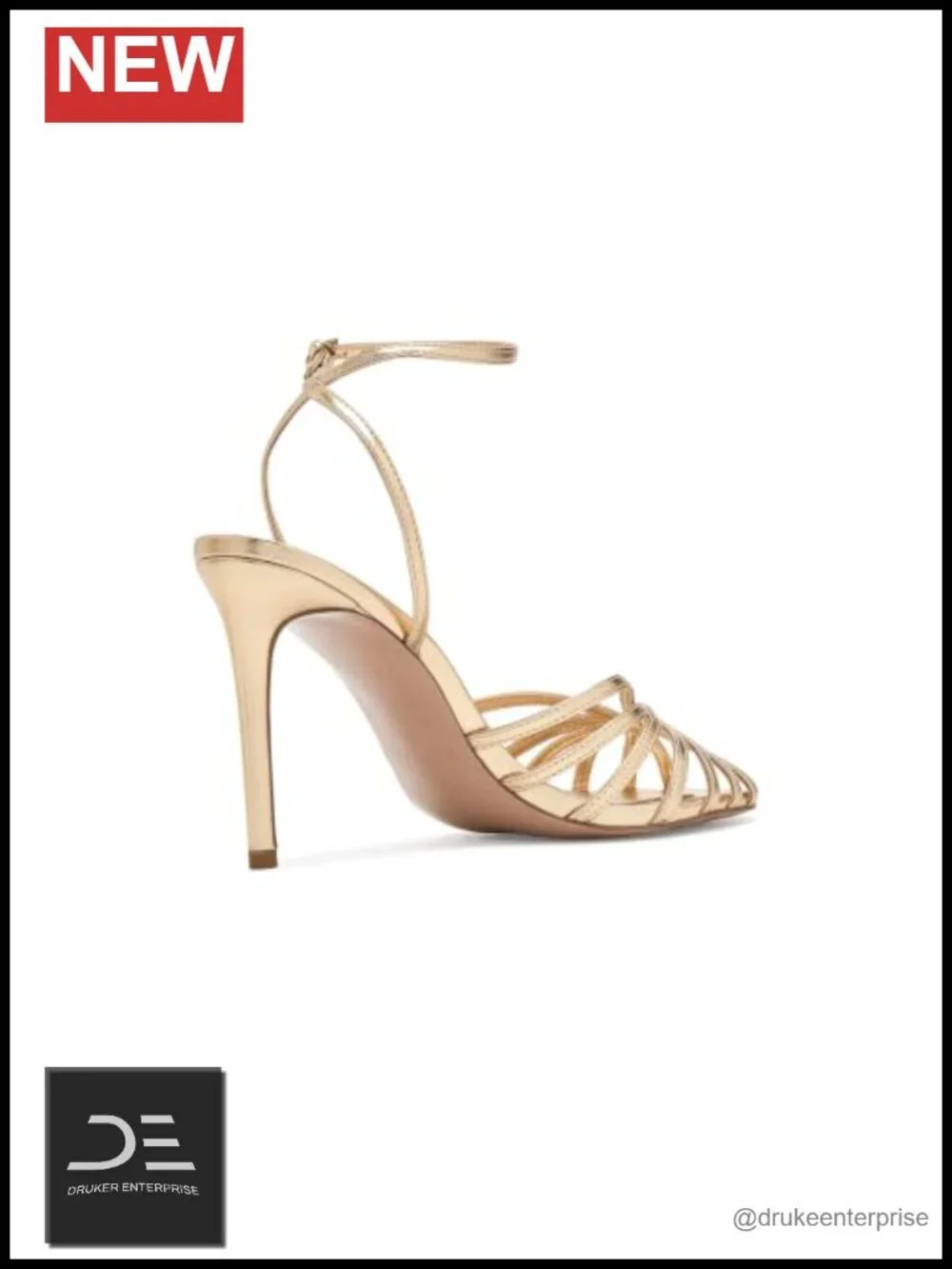 Strappy Vegan Leather Stiletto Heels, Almond Toe, Ankle Buckle Heels for Women